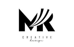 Creative black letters MR m r logo with leading lines and road concept design. Letters with geometric design. vector