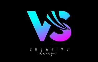 Creative colorful letters VS v s logo with leading lines and road concept design. Letters with geometric design. vector