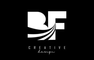 White letters BF b f logo with leading lines and road concept design. Letters with geometric design. vector