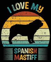 Funny Spanish Mastiff Vintage Retro Sunset Silhouette Gifts Dog Lover Dog Owner Essential T-Shirt vector