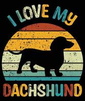 gracioso dachshund vintage retro puesta de sol silueta regalos amante de los perros dueño del perro camiseta esencial vector