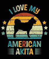 divertido americano akita vintage retro puesta de sol silueta regalos amante de los perros dueño del perro camiseta esencial vector