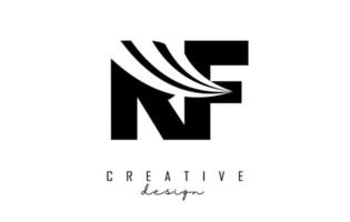 Creative black letters Rf r f logo with leading lines and road concept design. Letters with geometric design. vector