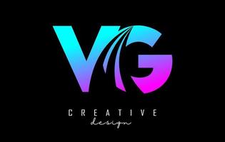 Creative colorful letters VG v g logo with leading lines and road concept design. Letters with geometric design. vector