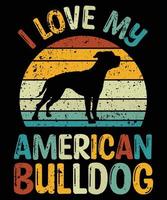 divertido bulldog americano vintage retro puesta de sol silueta regalos amante de los perros dueño del perro camiseta esencial vector