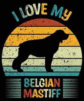 Funny Belgian Malinois Vintage Retro Sunset Silhouette Gifts Dog Lover Dog Owner Essential T-Shirt vector