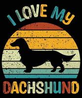 gracioso dachshund vintage retro puesta de sol silueta regalos amante de los perros dueño del perro camiseta esencial vector