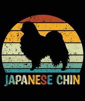 Funny Japanese Chin Vintage Retro Sunset Silhouette Gifts Dog Lover Dog Owner Essential T-Shirt vector