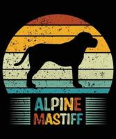 gracioso mastín alpino vintage retro puesta de sol silueta regalos amante de los perros dueño del perro camiseta esencial vector