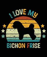 Funny Bichon Frise Vintage Retro Sunset Silhouette Gifts Dog Lover Dog Owner Essential T-Shirt vector