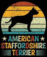 Funny American Staffordshire Terrier Vintage Retro Sunset Silhouette Gifts Dog Lover Dog Owner Essential T-Shirt vector