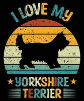 Funny Yorkshire Terrier Vintage Retro Sunset Silhouette Gifts Dog Lover Dog Owner Essential T-Shirt vector