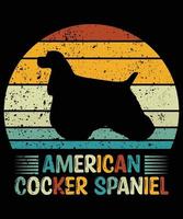 Funny American Cocker Spaniel Vintage Retro Sunset Silhouette Gifts Dog Lover Dog Owner Essential T-Shirt vector