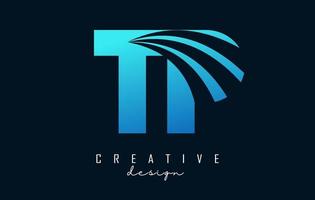 Creative blue letters pm p m logo with leading Vector Image