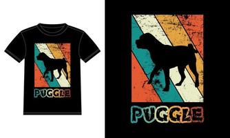 Funny Puggle Vintage Retro Sunset Silhouette Gifts Dog Lover Dog Owner Essential T-Shirt vector