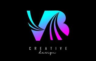 Creative colorful letters VB v b logo with leading lines and road concept design. Letters with geometric design. vector