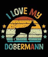 Funny Dobermann Vintage Retro Sunset Silhouette Gifts Dog Lover Dog Owner Essential T-Shirt vector