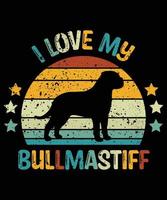 Funny Bullmastiff Vintage Retro Sunset Silhouette Gifts Dog Lover Dog Owner Essential T-Shirt vector