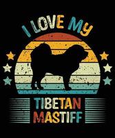 Funny Tibetan Mastiff Vintage Retro Sunset Silhouette Gifts Dog Lover Dog Owner Essential T-Shirt vector