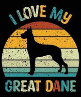 Funny Great Dane Vintage Retro Sunset Silhouette Gifts Dog Lover Dog Owner Essential T-Shirt vector