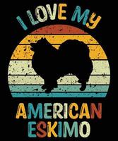 Funny American Eskimo Vintage Retro Sunset Silhouette Gifts Dog Lover Dog Owner Essential T-Shirt vector