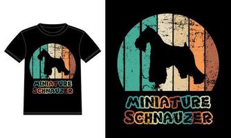 Funny Miniature Schnauzer Vintage Retro Sunset Silhouette Gifts Dog Lover Dog Owner Essential T-Shirt vector