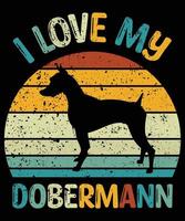 Funny Dobermann Vintage Retro Sunset Silhouette Gifts Dog Lover Dog Owner Essential T-Shirt vector