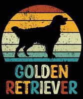 divertido golden retriever vintage retro puesta de sol silueta regalos amante de los perros dueño del perro camiseta esencial vector
