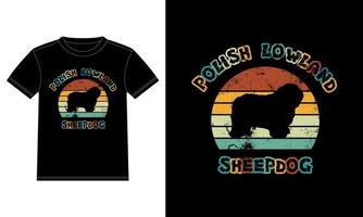 Funny Polish Lowland Sheepdog Vintage Retro Sunset Silhouette Gifts Dog Lover Dog Owner Essential T-Shirt vector