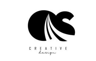 Creative black letters OS o s logo with leading lines and road concept design. Letters with geometric design. vector
