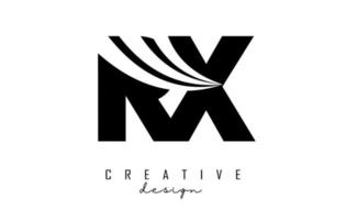 Creative black letters RX R x logo with leading lines and road concept design. Letters with geometric design. vector