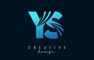 Creative blue letters YS y s logo with leading lines and road concept design. Letters with geometric design. vector