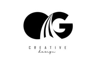 logotipo creativo de letras negras og og con líneas principales y diseño de concepto de carretera. letras con diseño geométrico. vector
