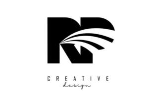 Creative black letters RP R P logo with leading lines and road concept design. Letters with geometric design. vector