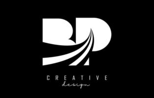 White letters BP b p logo with leading lines and road concept design. Letters with geometric design. vector