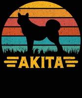 Funny Akita Vintage Retro Sunset Silhouette Gifts Dog Lover Dog Owner Essential T-Shirt vector