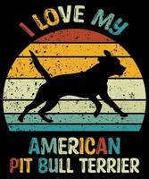 Funny American Staffordshire Terrier Vintage Retro Sunset Silhouette Gifts Dog Lover Dog Owner Essential T-Shirt vector