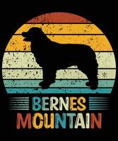 Funny Bernese Mountain Vintage Retro Sunset Silhouette Gifts Dog Lover Dog Owner Essential T-Shirt vector