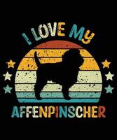 Funny Affenpinscher Vintage Retro Sunset Silhouette Gifts Dog Lover Dog Owner Essential T-Shirt vector