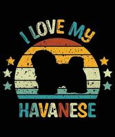 Funny Havanese Vintage Retro Sunset Silhouette Gifts Dog Lover Dog Owner Essential T-Shirt vector