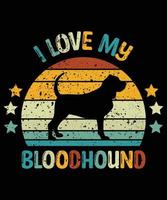 Funny Bloodhound Vintage Retro Sunset Silhouette Gifts Dog Lover Dog Owner Essential T-Shirt vector