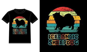Funny Icelandic Sheepdog Vintage Retro Sunset Silhouette Gifts Dog Lover Dog Owner Essential T-Shirt vector