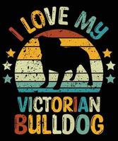 divertido bulldog victoriano vintage retro puesta de sol silueta regalos amante de los perros dueño del perro camiseta esencial vector