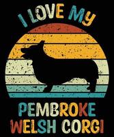 Funny Pembroke Welsh Corgi Vintage Retro Sunset Silhouette Gifts Dog Lover Dog Owner Essential T-Shirt vector