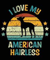 Funny American Hairless Vintage Retro Sunset Silhouette Gifts Dog Lover Dog Owner Essential T-Shirt vector