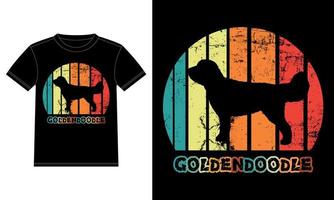 divertido goldendoodle vintage retro puesta de sol silueta regalos amante de los perros dueño del perro camiseta esencial vector