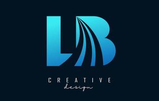 Creative blue letters LB l b logo with leading lines and road concept design. Letters with geometric design. vector