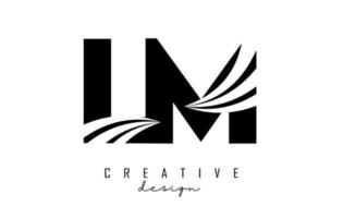 Creative black letters LM l m logo with leading lines and road concept design. Letters with geometric design. vector