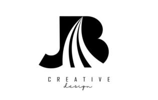Creative black letters JB J B logo with leading lines and road concept design. Letters with geometric design. vector