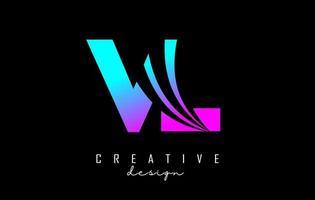 Creative colorful letters VL v l logo with leading lines and road concept design. Letters with geometric design. vector